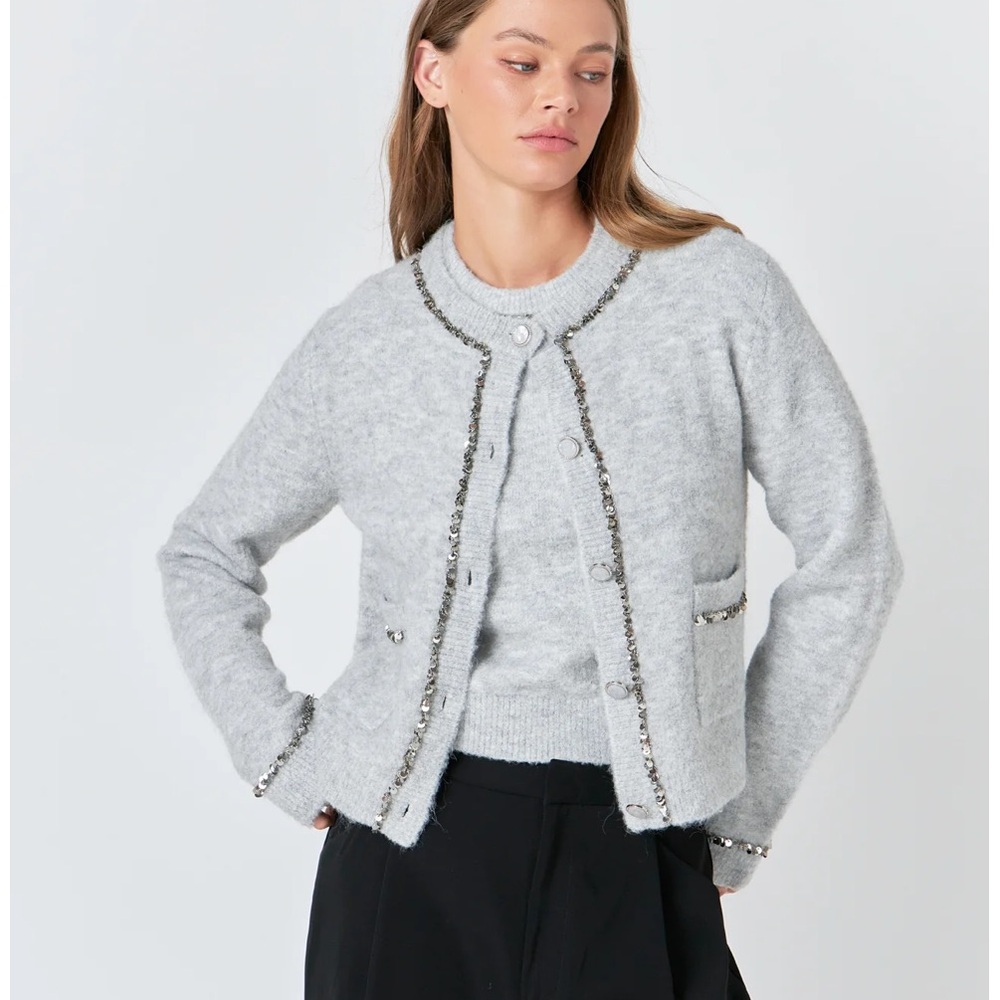 Endless Rose Sequin Trim Cardigan , Size S, NWOT